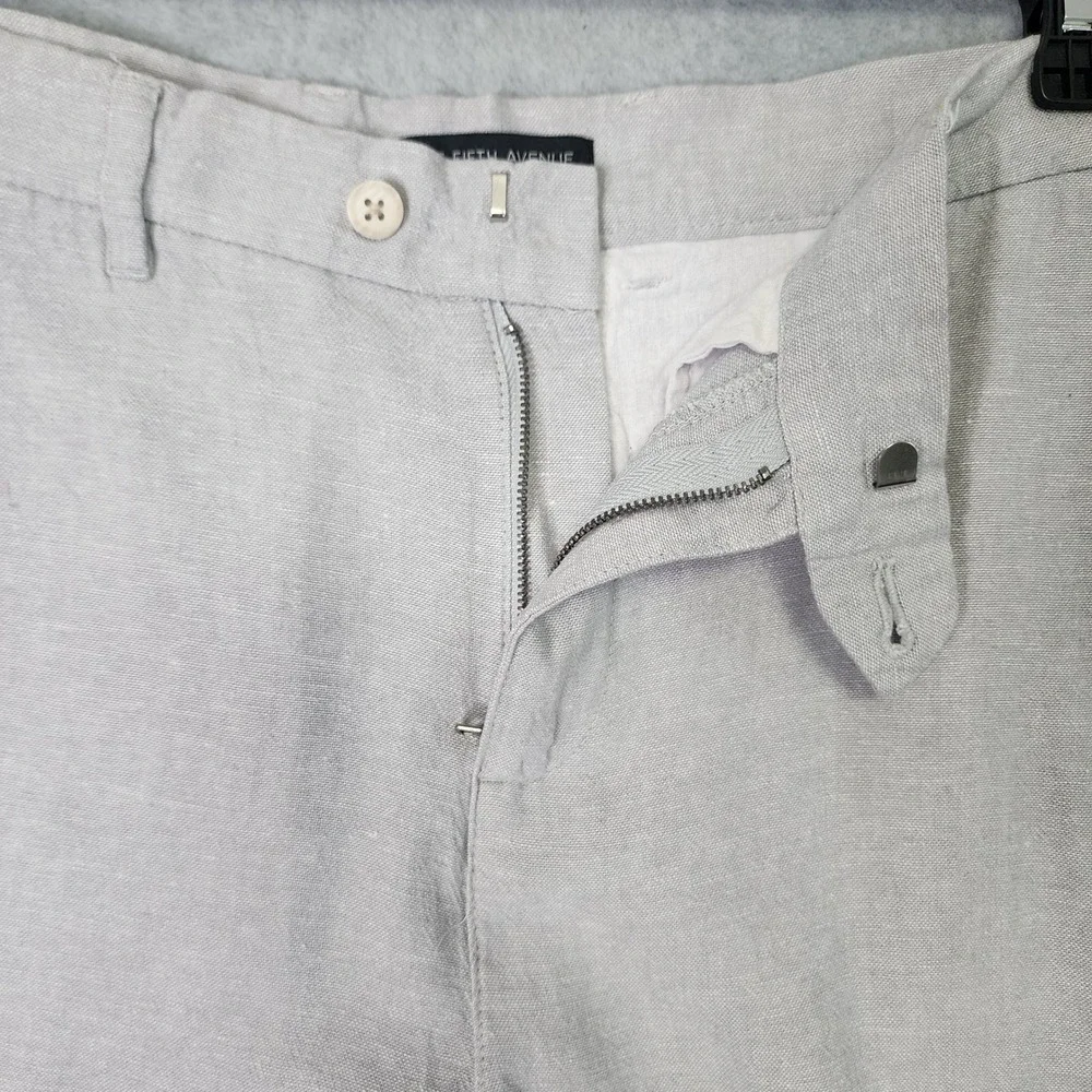 Saks Fifth Avenue Linen Blend Pants Mens 32x32 Gray Straight Leg Dress Slacks